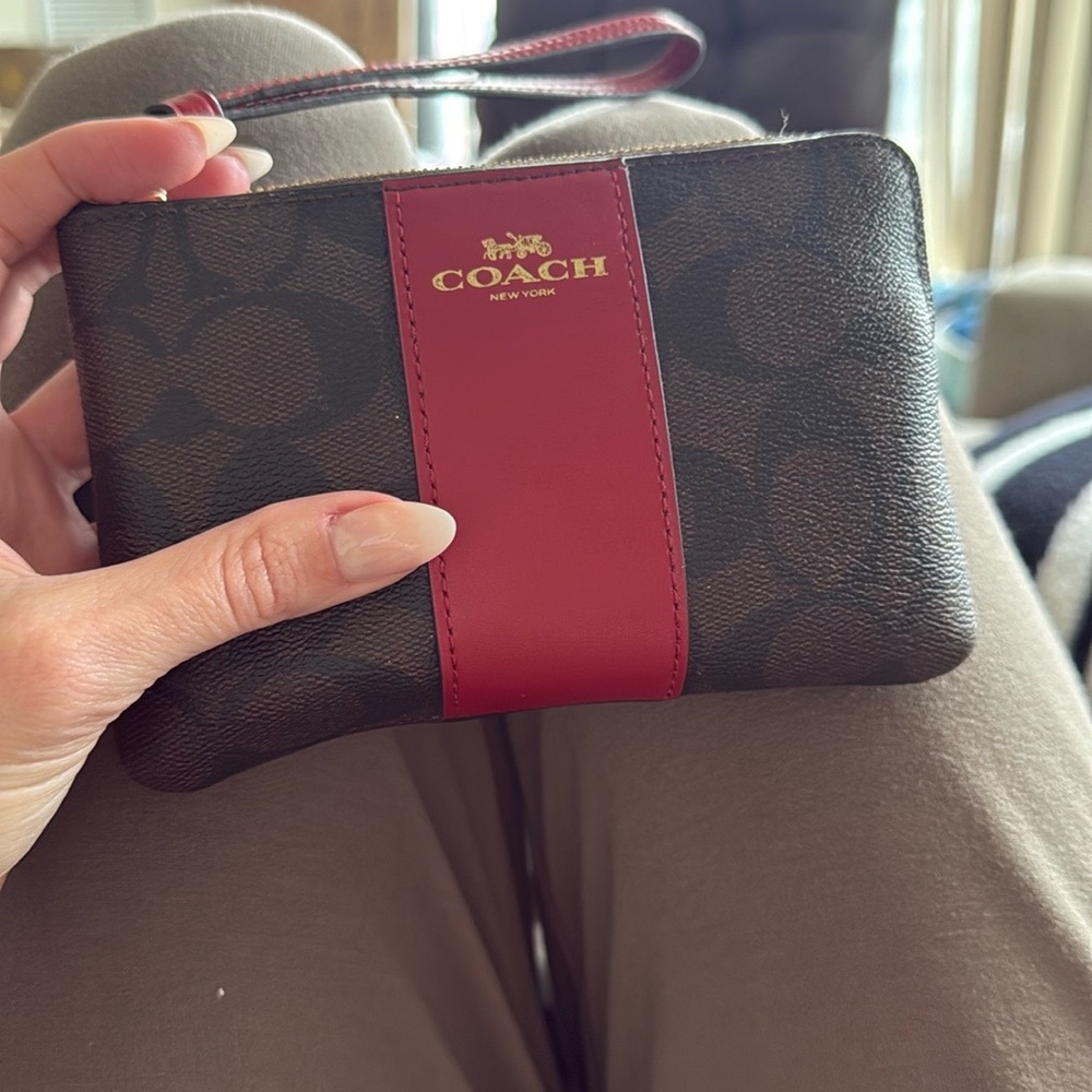 Coach Brown and Red Women's Wristlet